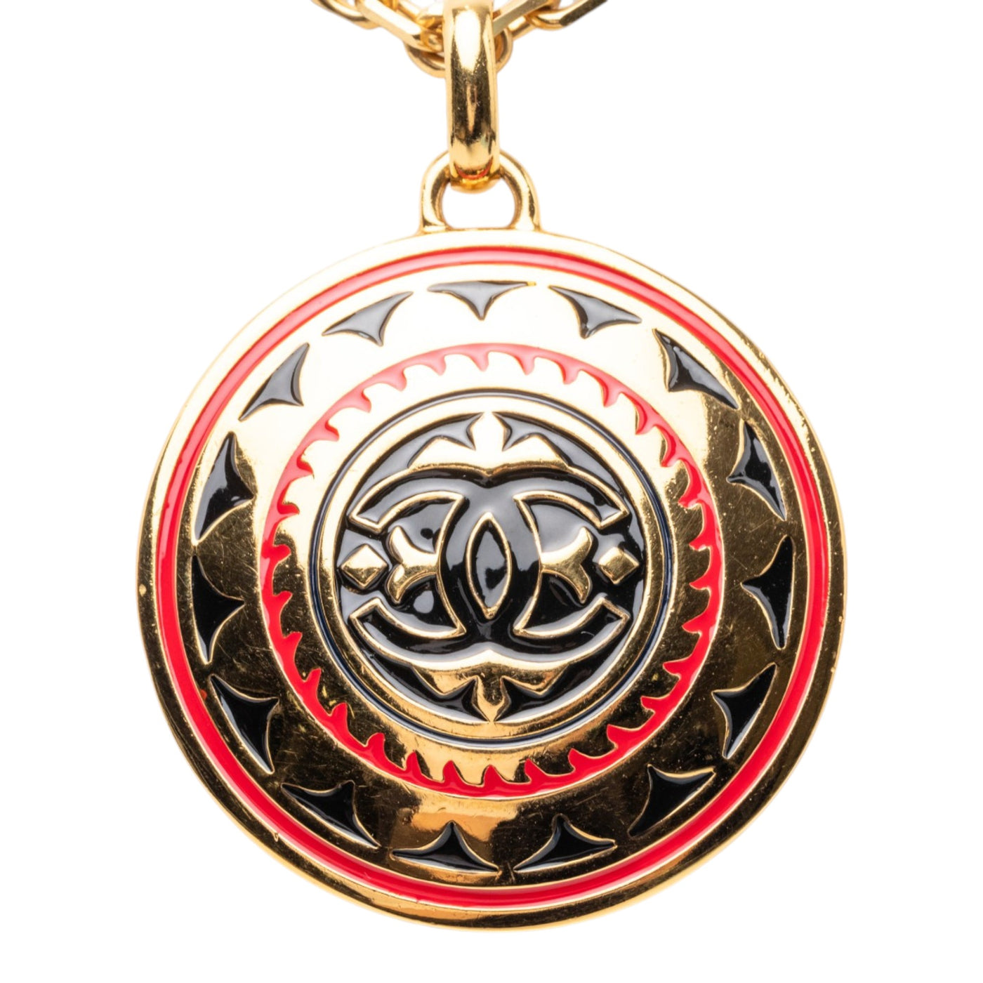 CC Gold Plated Enamel Sun Medallion Pendant Necklace - Image 1