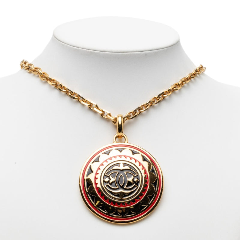 CC Gold Plated Enamel Sun Medallion Pendant Necklace - Image 5