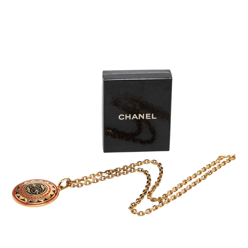 CC Gold Plated Enamel Sun Medallion Pendant Necklace - Image 6