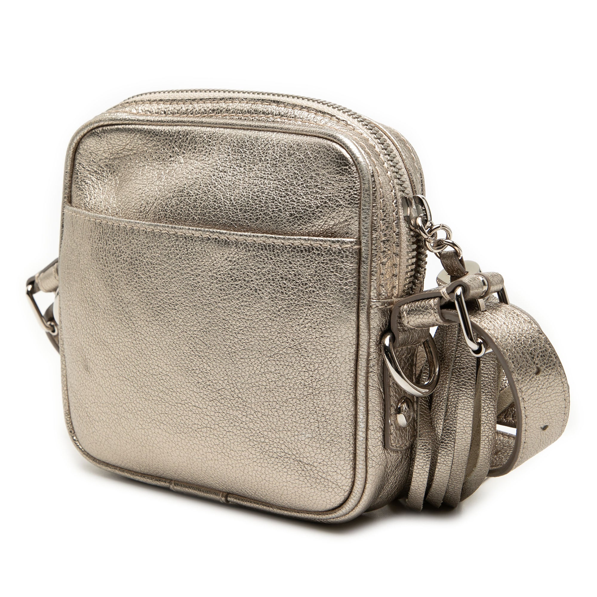 Mini Metallic Goatskin Anagram Tassel Crossbody - Image 2