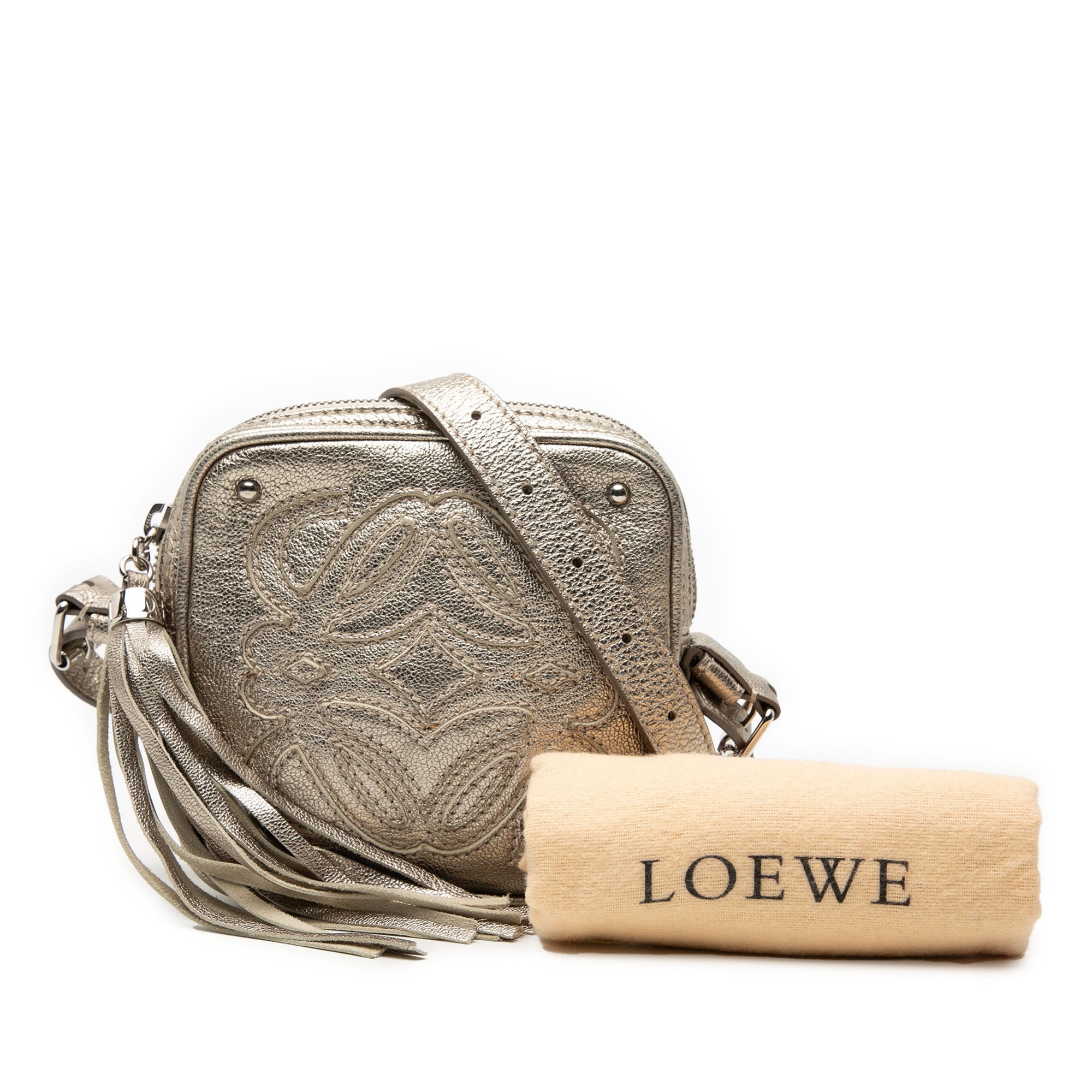 Mini Metallic Goatskin Anagram Tassel Crossbody - Image 8