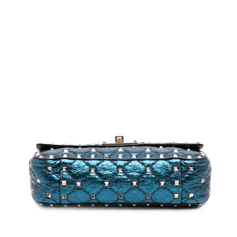 Small Metallic Lambskin Rockstud Spike Satchel - Image 3