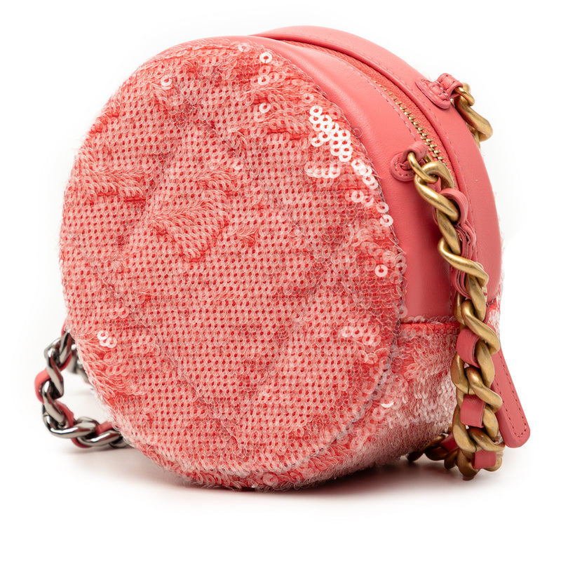 Sequin Lambskin 19 Round Clutch With Chain - Image 2