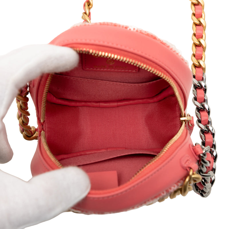 Sequin Lambskin 19 Round Clutch With Chain - Image 4