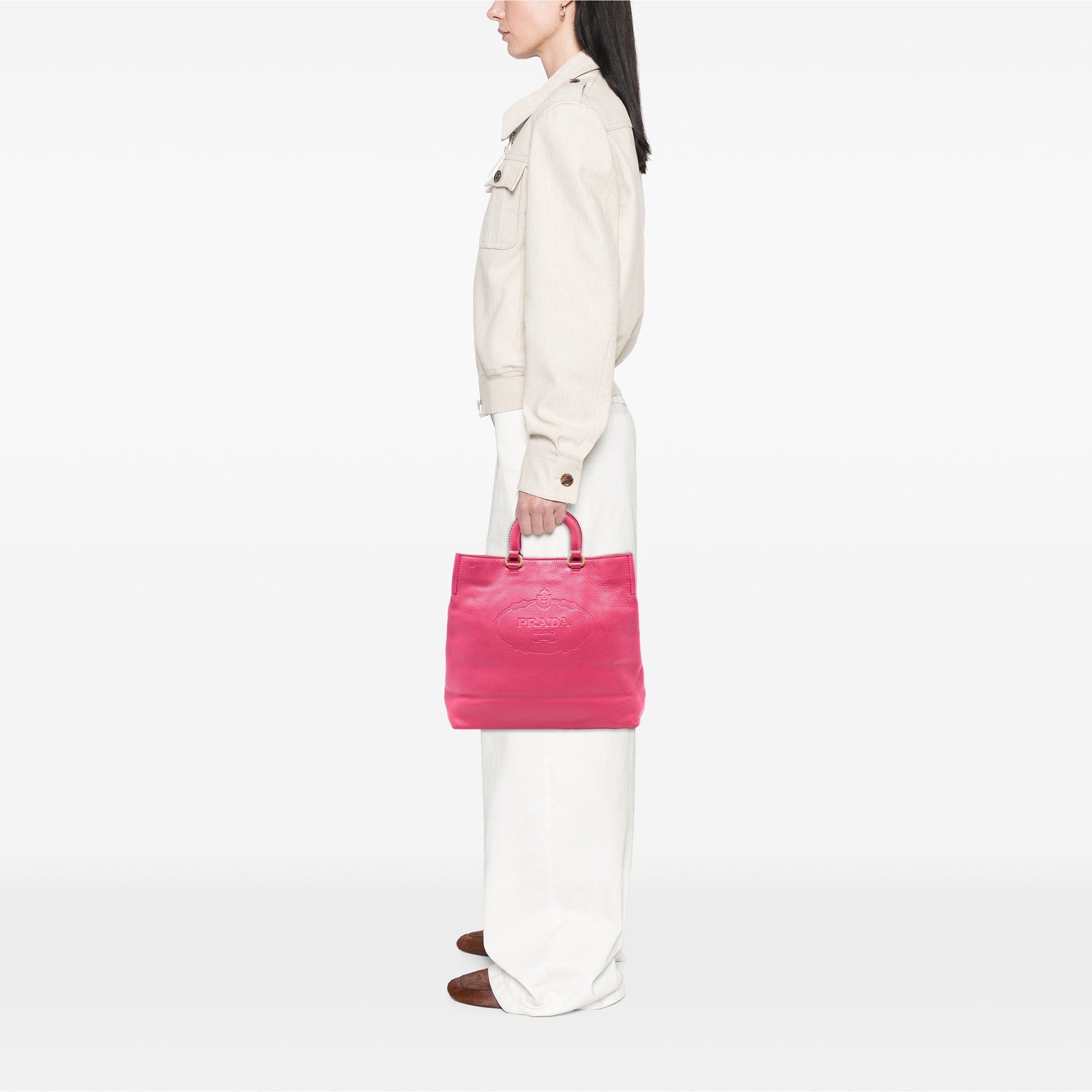 Vitello Daino Embossed Canapa Logo Open Convertible Tote - Image 6
