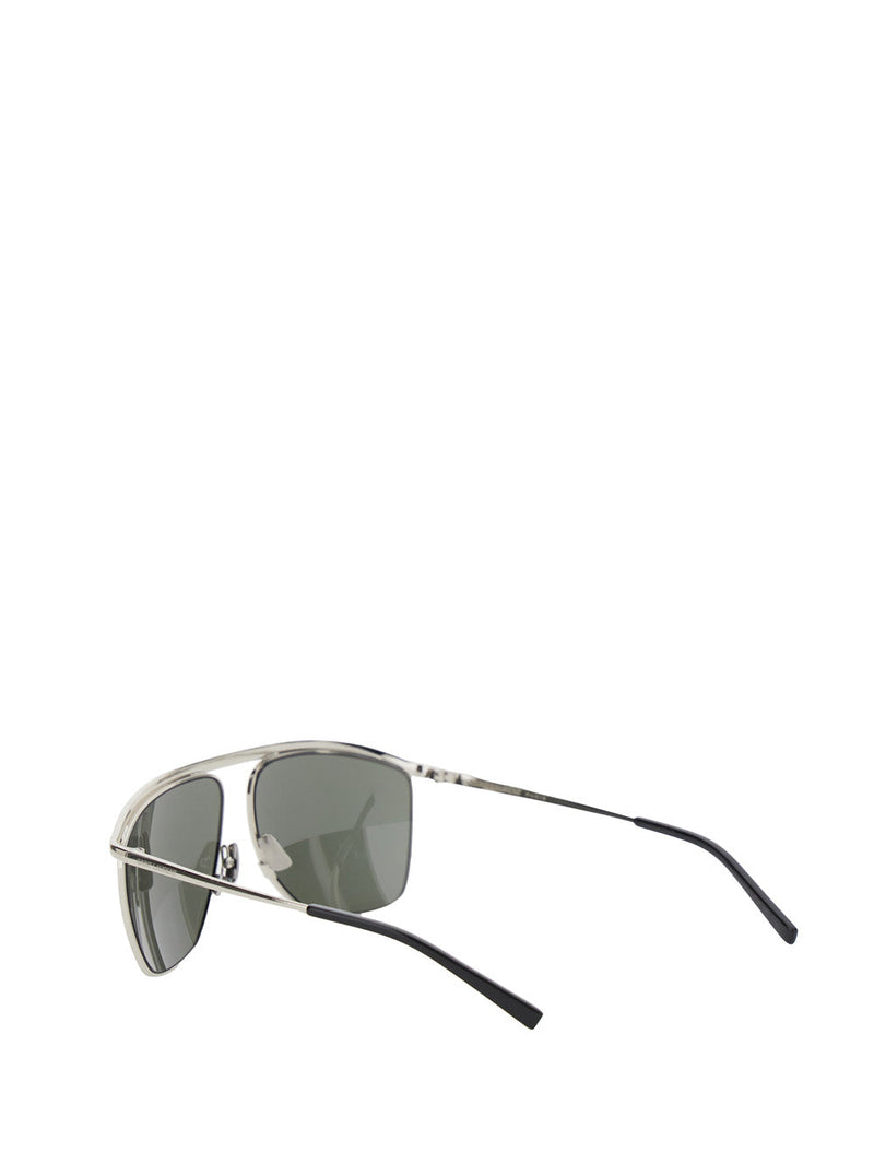 Saint Laurent 832552 Metal Aviator Sunglasses — Silver