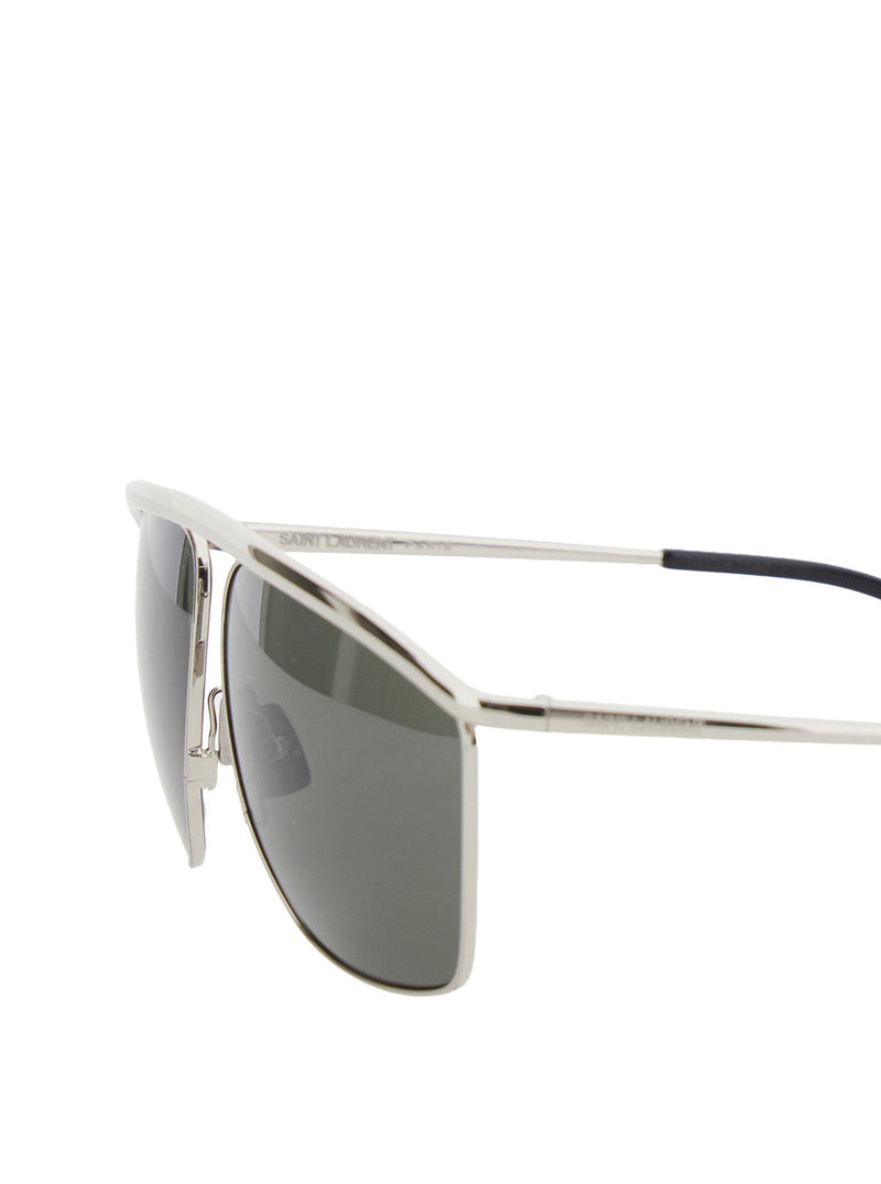 Saint Laurent 832552 Metal Aviator Sunglasses — Silver