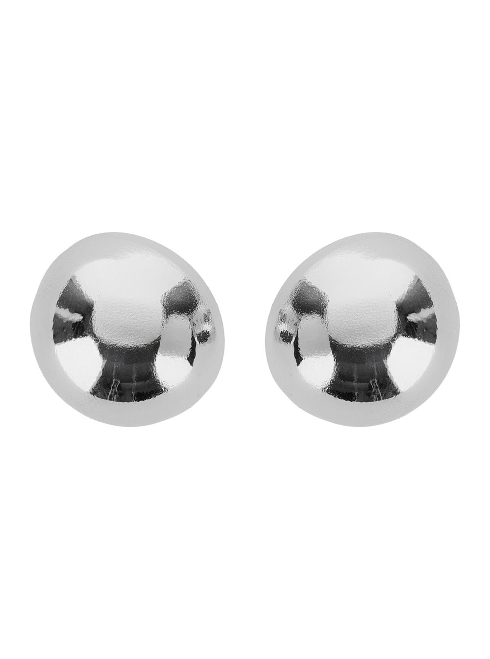 Silvia Gnecchi Polished Metallic Circular Earrings — Silver Brass