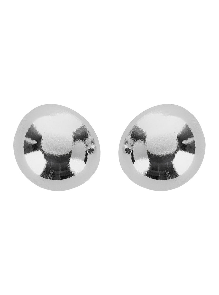 Silvia Gnecchi Polished Metallic Circular Earrings — Silver Brass