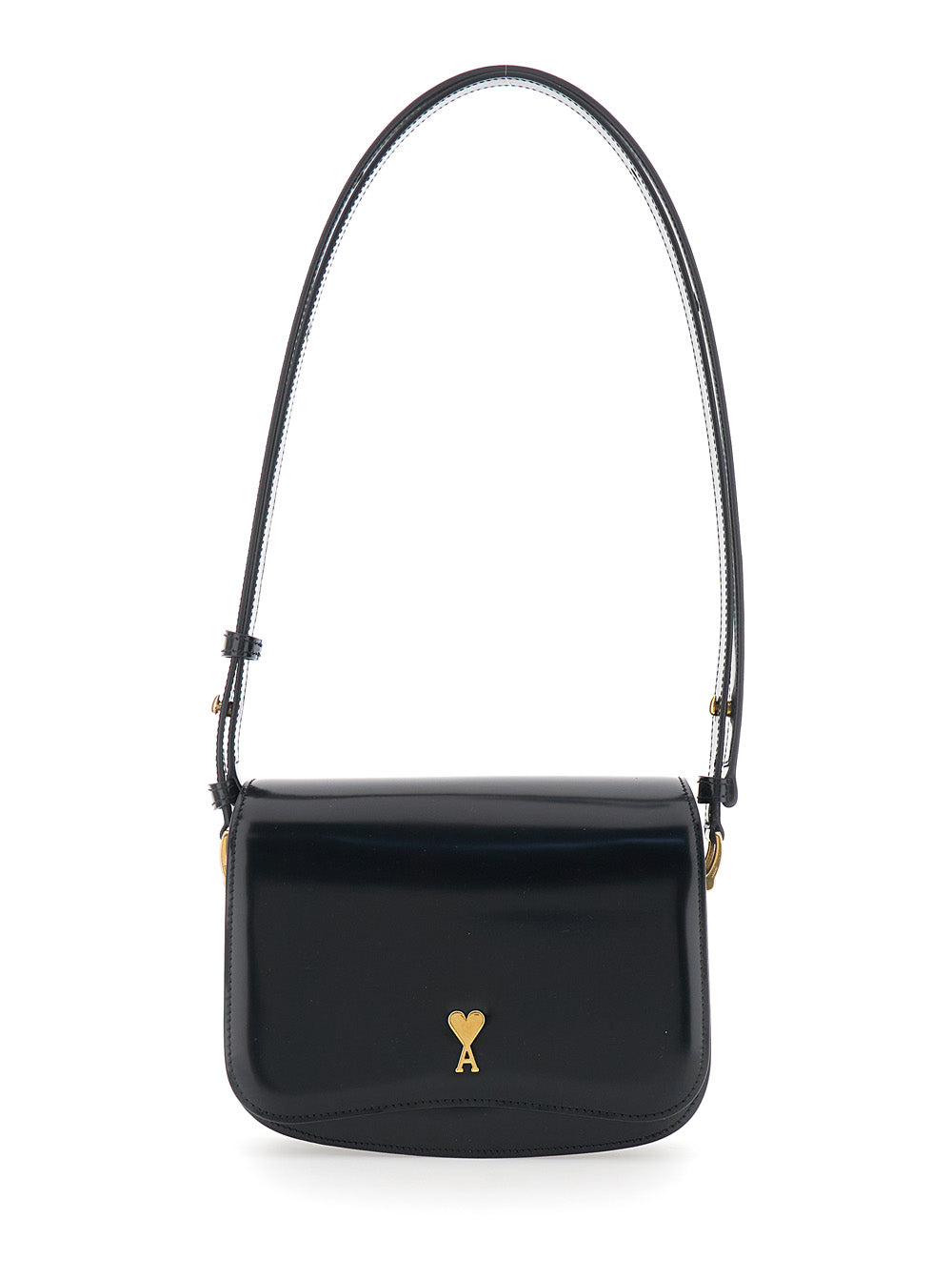 Ami Paris Shoulder Bag — Black Calf Leather