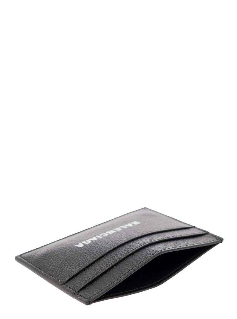 Balenciaga Grained Calf Leather Card Case — Black Cases