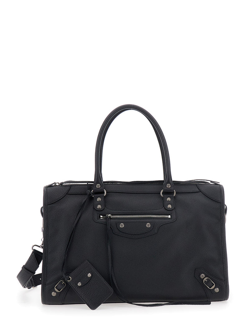 Balenciaga Grainy Calf Leather Top Handle Bag — Black