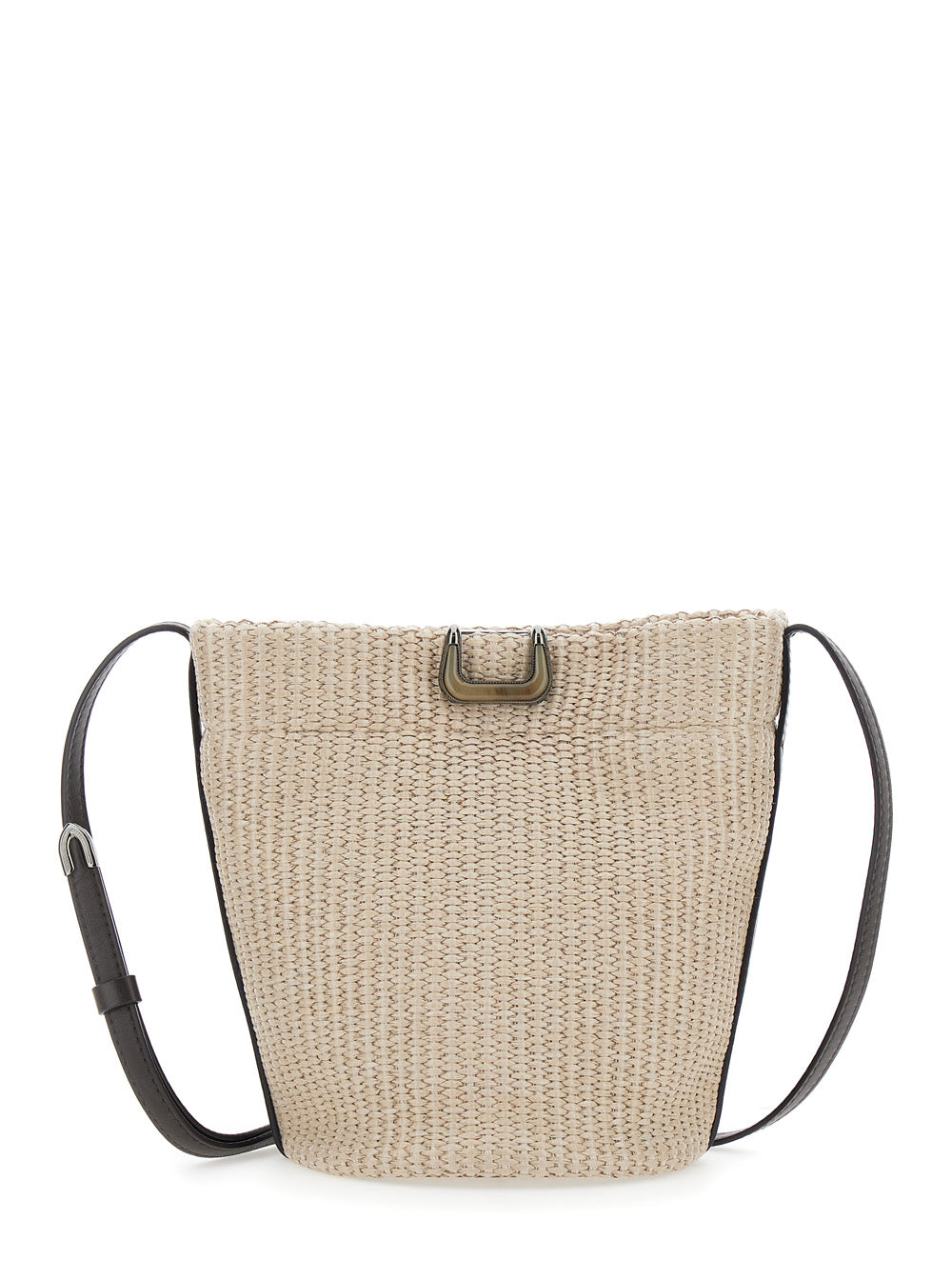 Brunello Cucinelli Intreccio-Woven Raffia Shoulder Bag — Beige Cotton