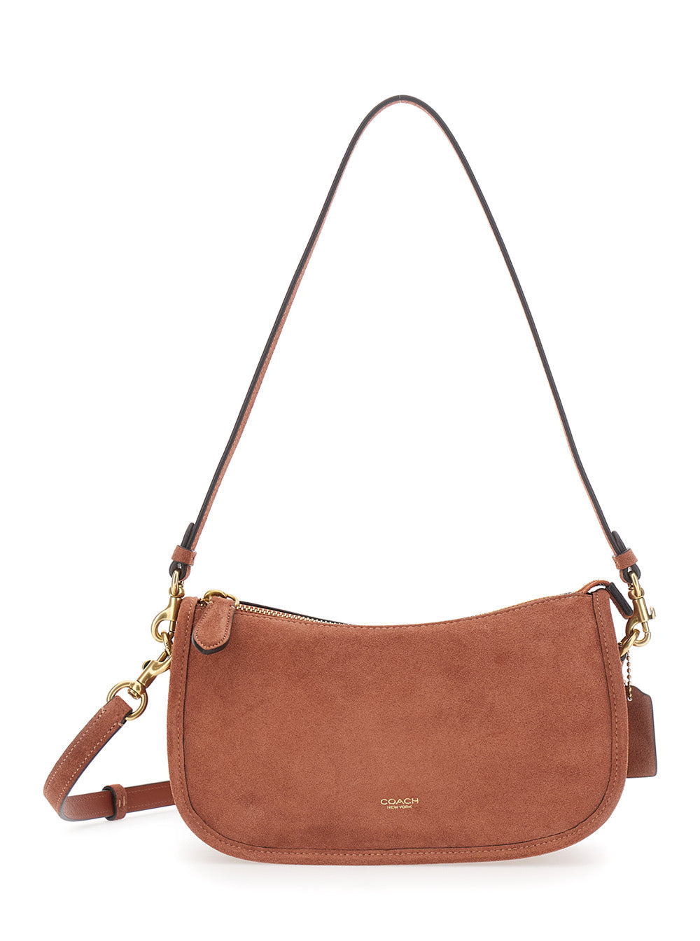 Coach Suede Crossbody Bag — Brown
