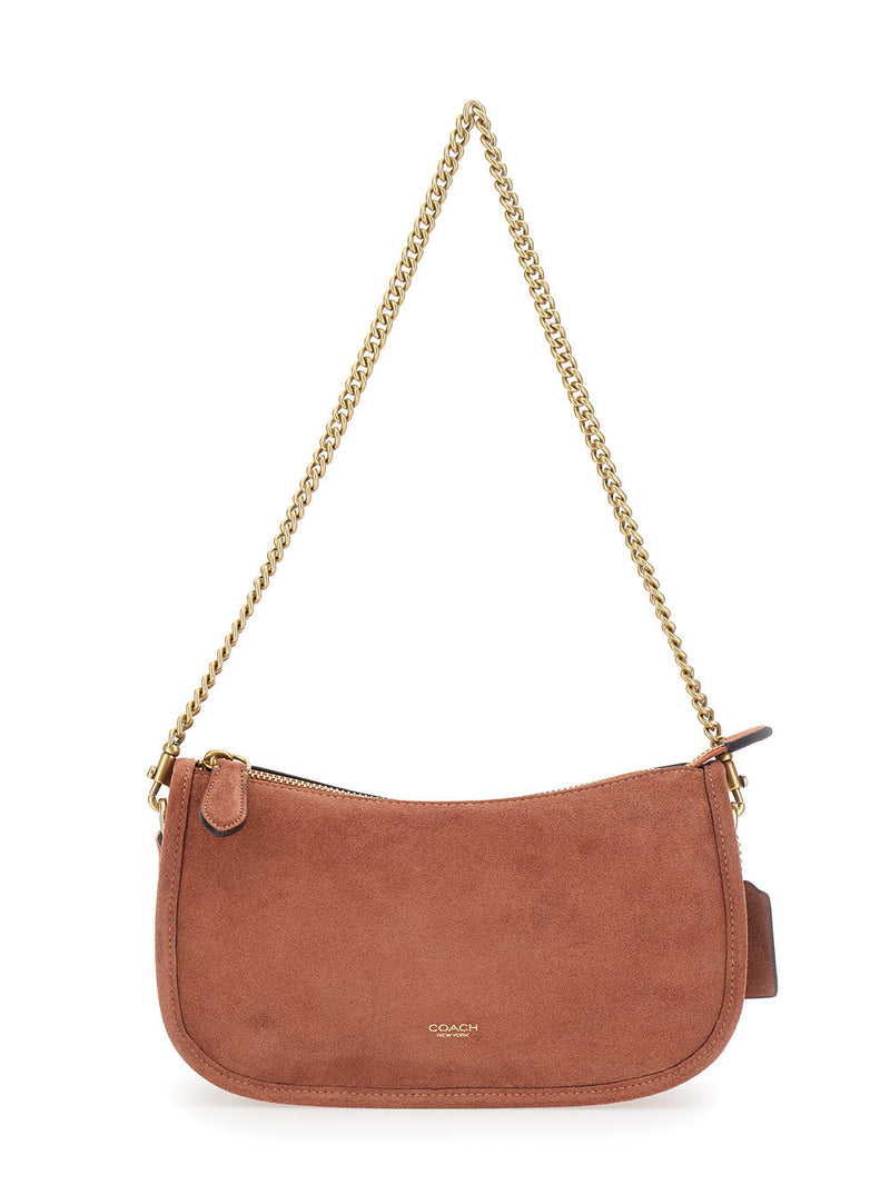 Coach Suede Crossbody Bag — Brown