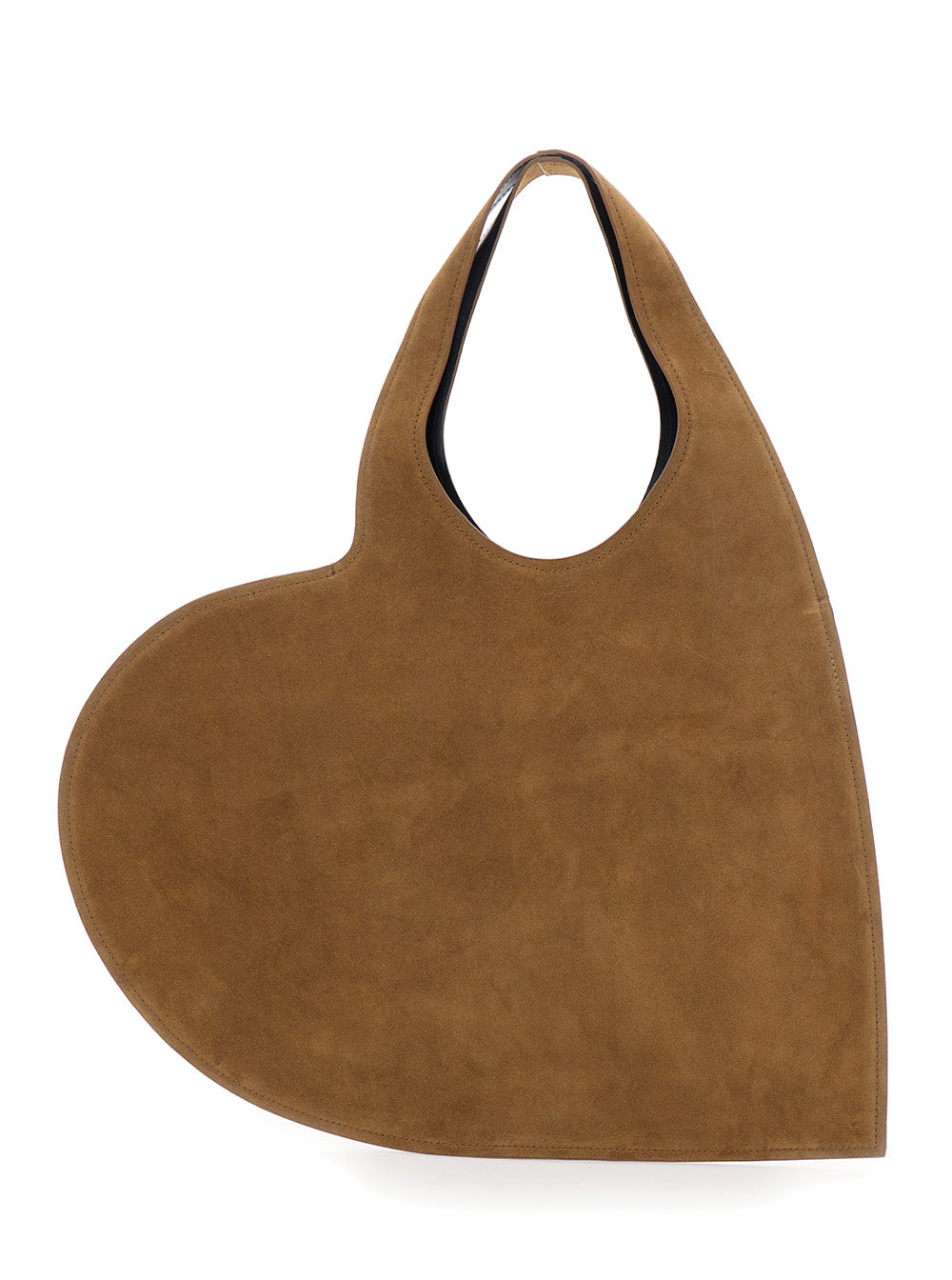 Coperni Heart-Silhouette Suede Shoulder Bag — Brown Cow Leather