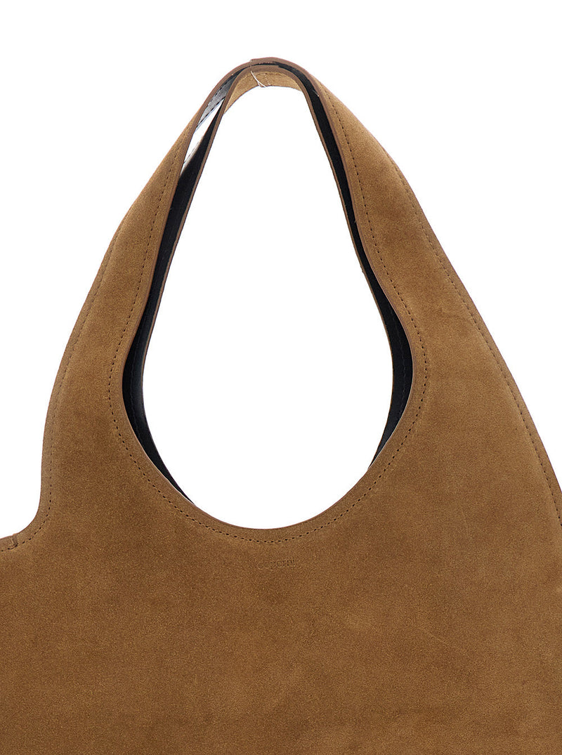 Coperni Heart-Silhouette Suede Shoulder Bag — Brown Cow Leather
