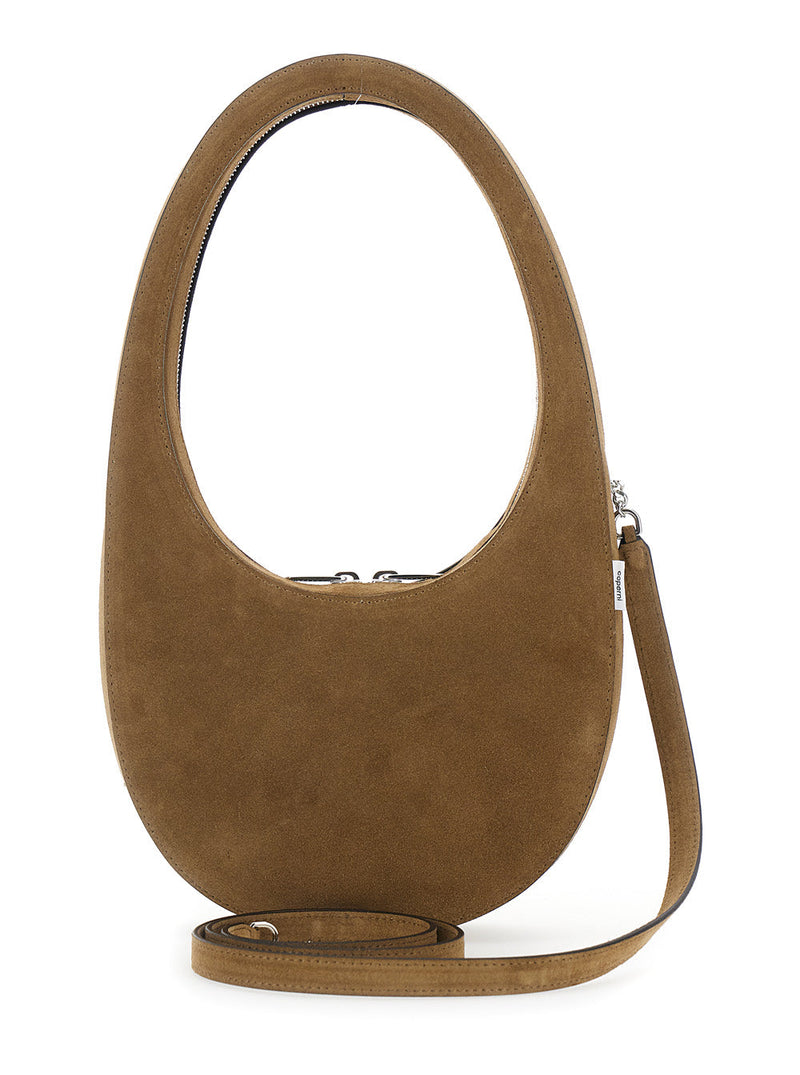 Coperni Suede Strap Cow Leather Shoulder Bag — Brown