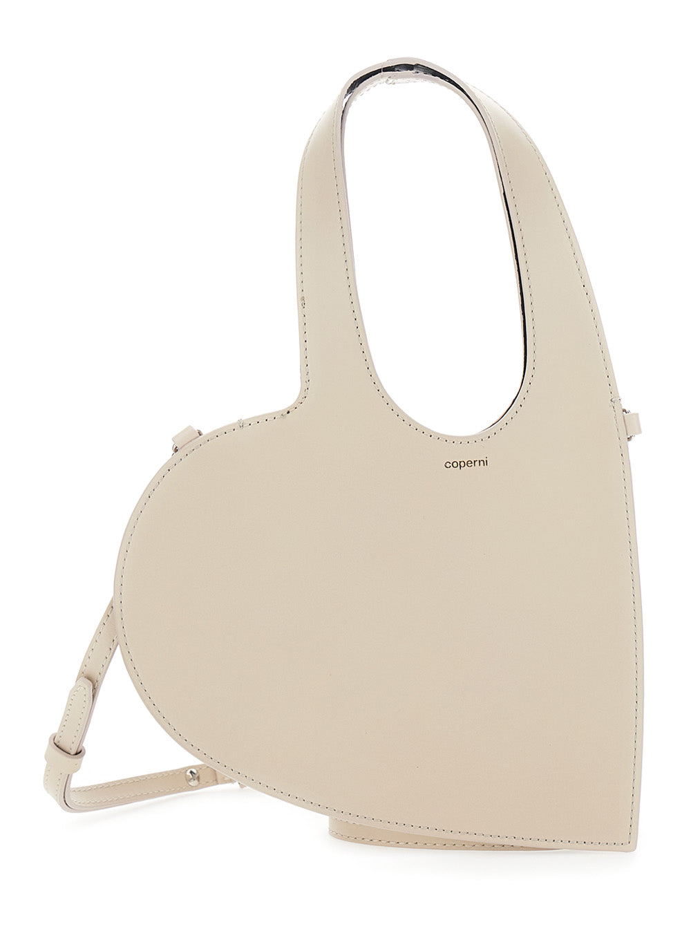 Coperni Heart-Shaped Leather Shoulder Bag — Beige Cow