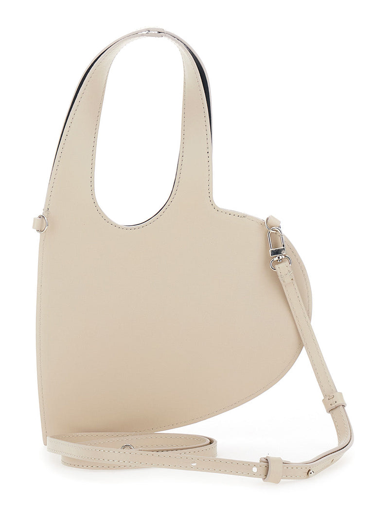 Coperni Heart-Shaped Leather Shoulder Bag — Beige Cow