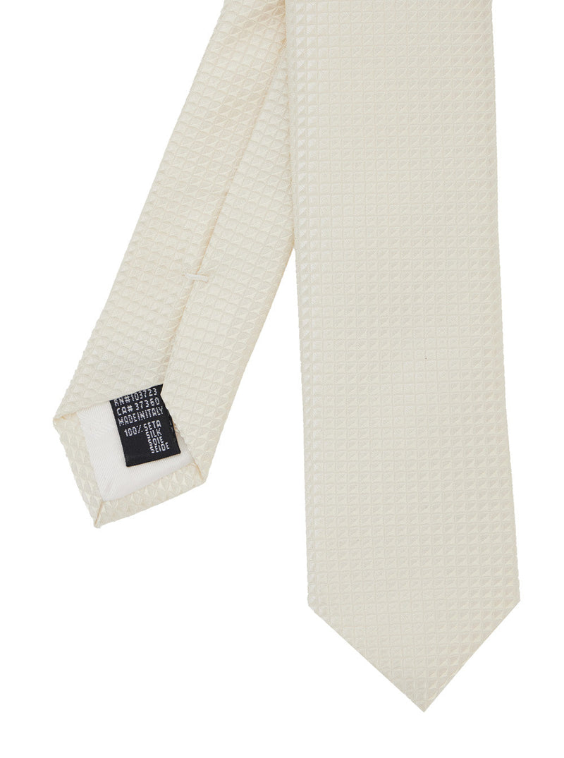 Emporio Armani Silk Check Necktie — White Neckties