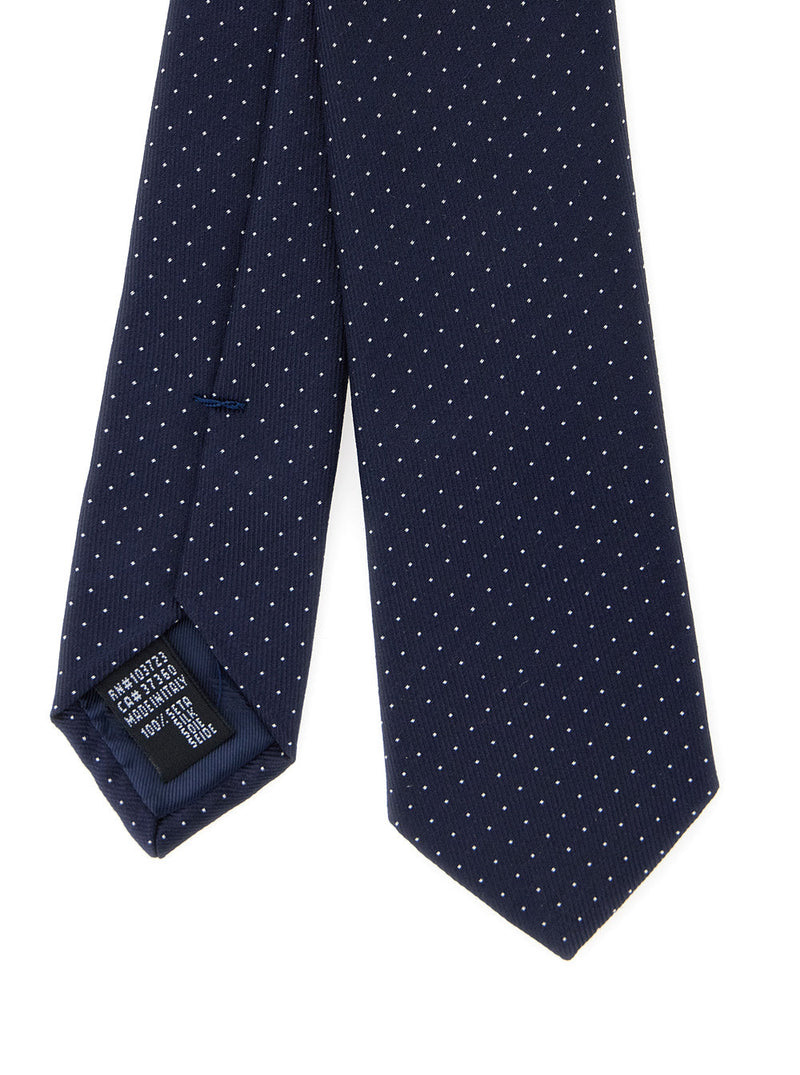 Emporio Armani Silk Micro Polka Dot Necktie — Navy Neckties