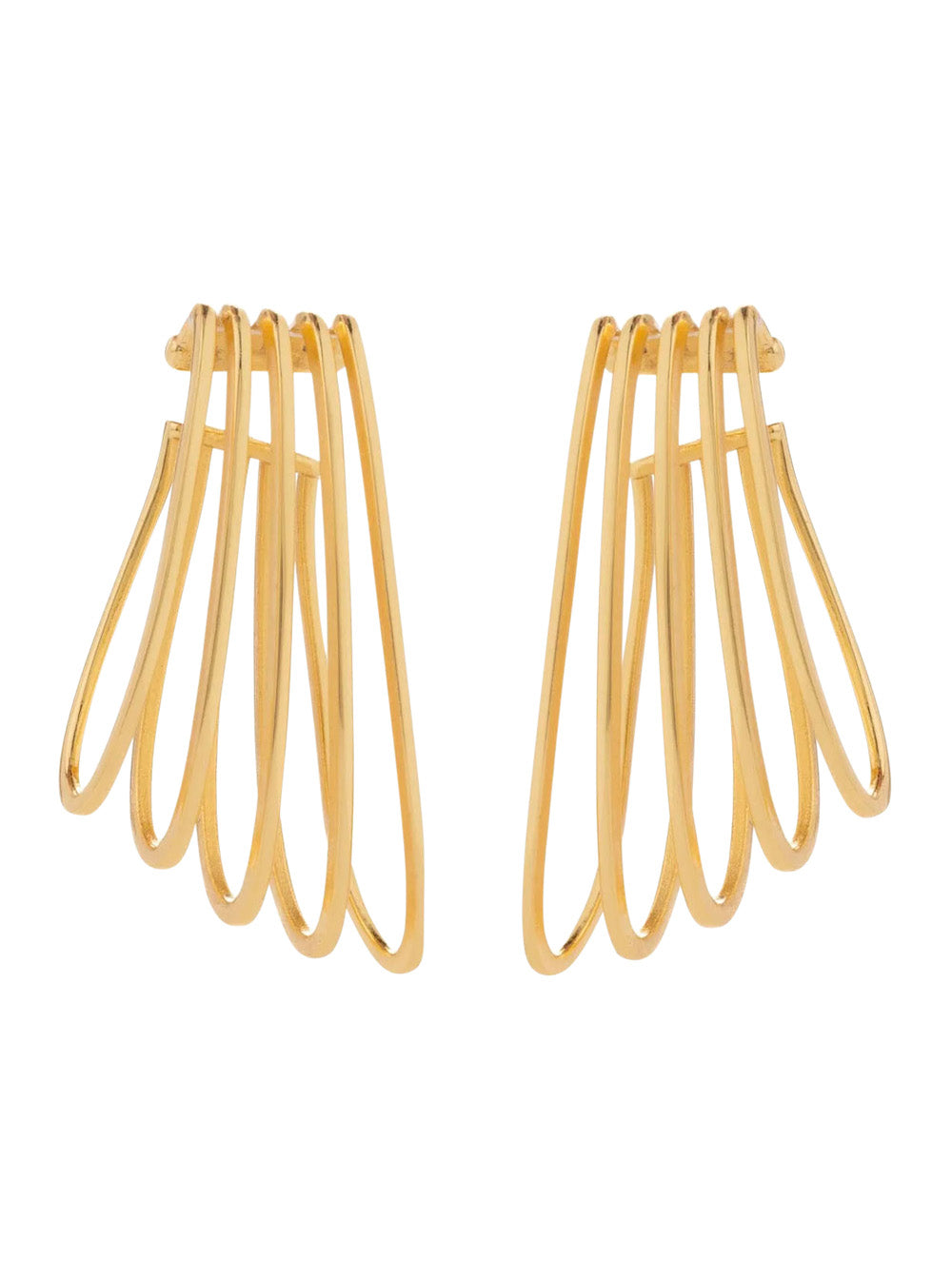Federica Tosi Five-Ring Cage Ear Cuff Earrings — Gold Metal