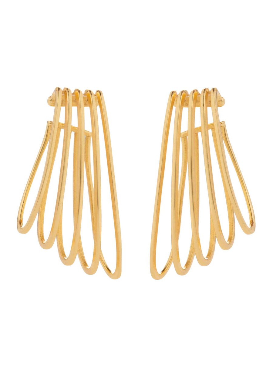 Federica Tosi Five-Ring Cage Ear Cuff Earrings — Gold Metal