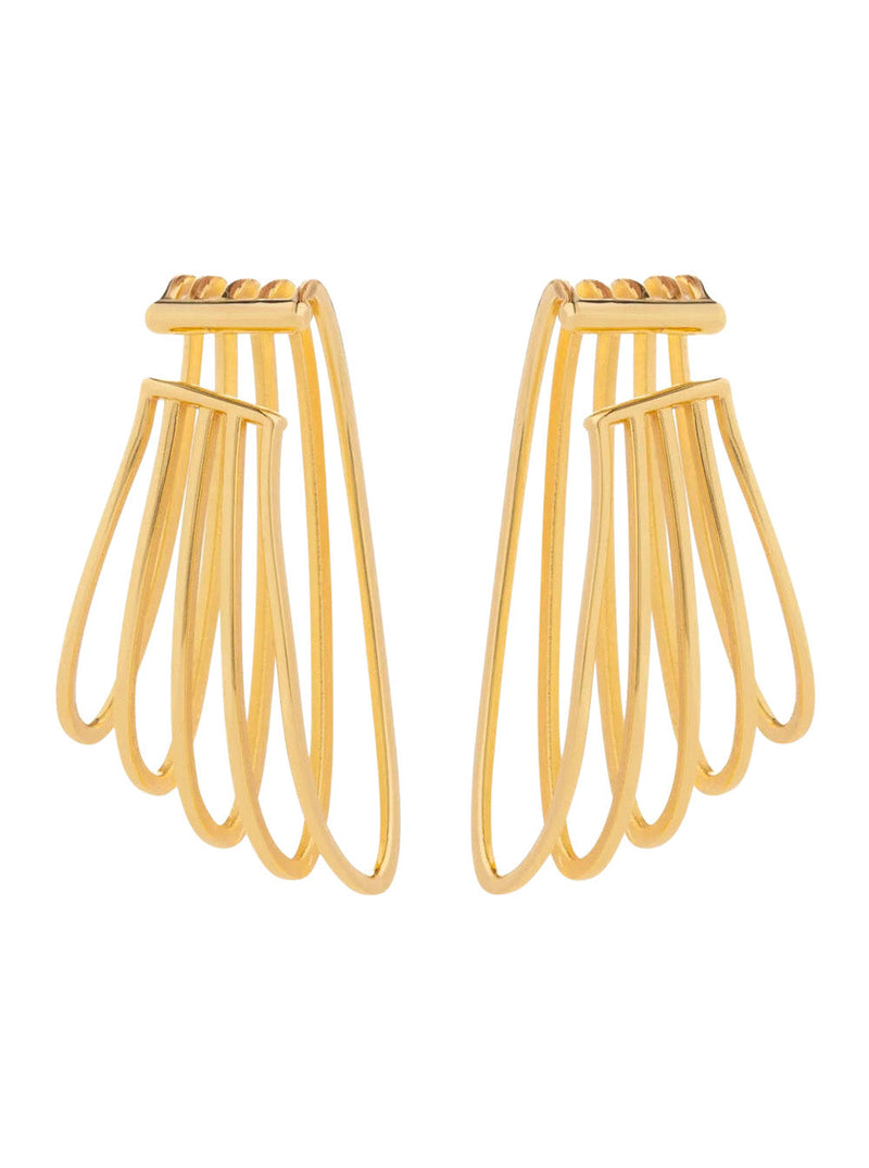 Federica Tosi Five-Ring Cage Ear Cuff Earrings — Gold Metal