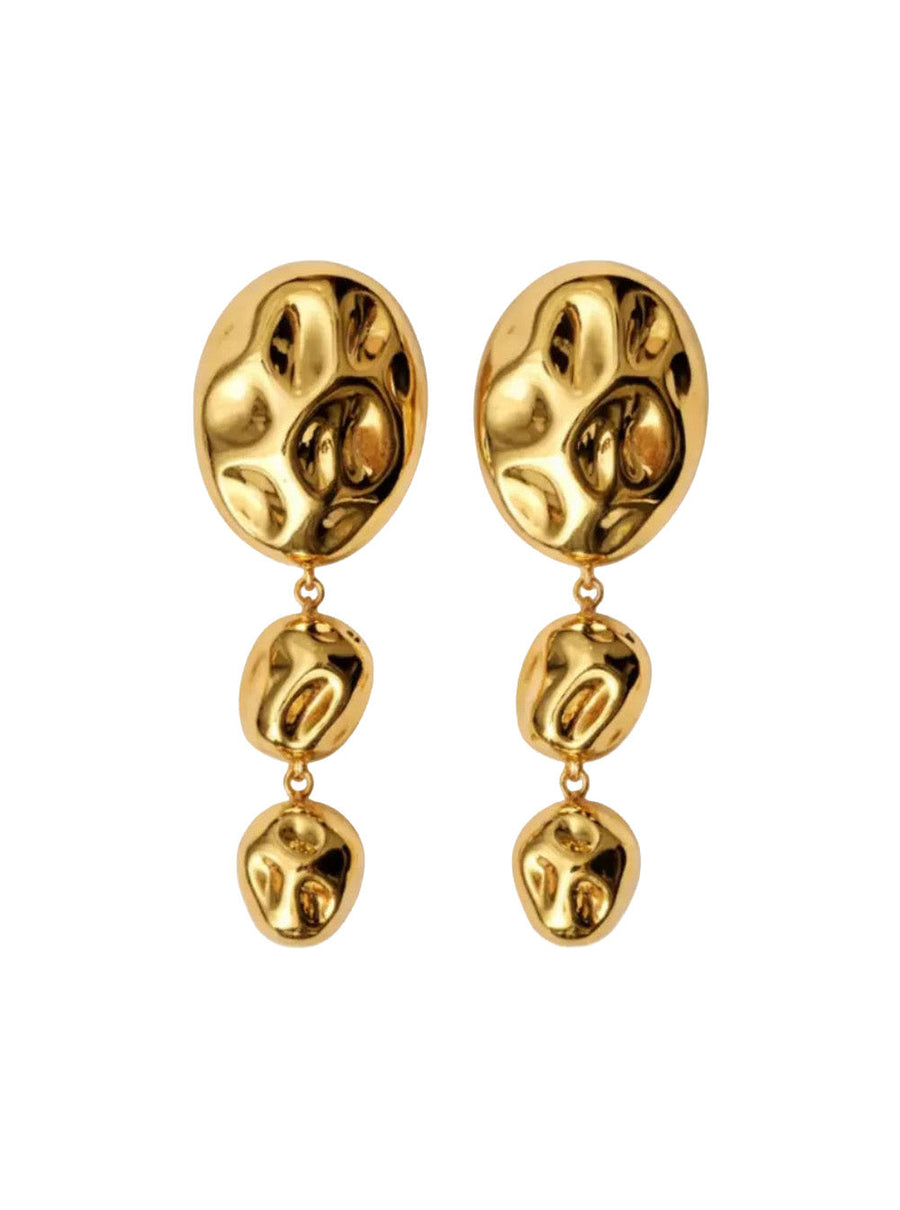 Federica Tosi Organic Sculptural Metal Drop Earrings — Gold