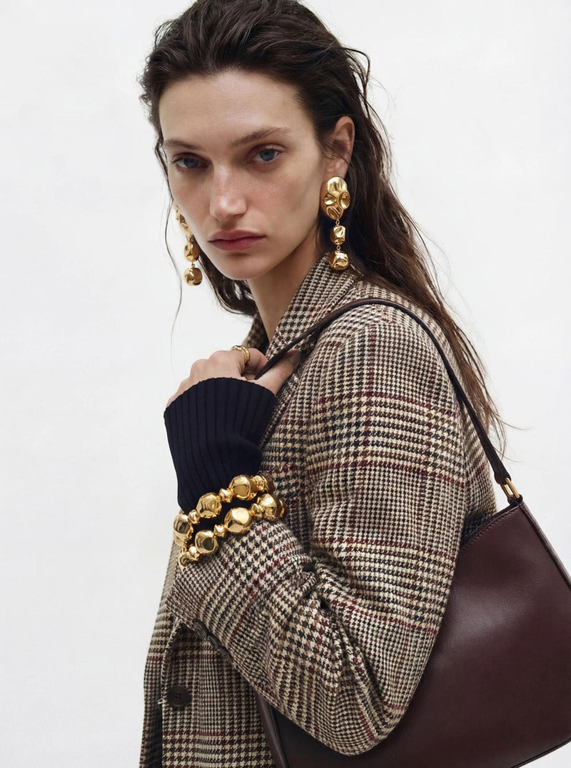 Federica Tosi Organic Sculptural Metal Drop Earrings — Gold