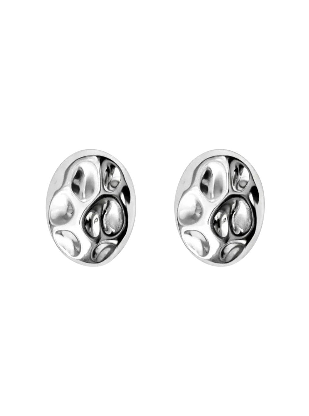 Federica Tosi Polished Oval Metal Earrings — Silver
