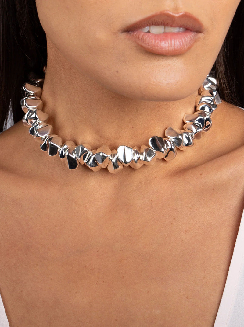 Federica Tosi Lace Necklace — Silver Metal With Coloured Stones Necklaces