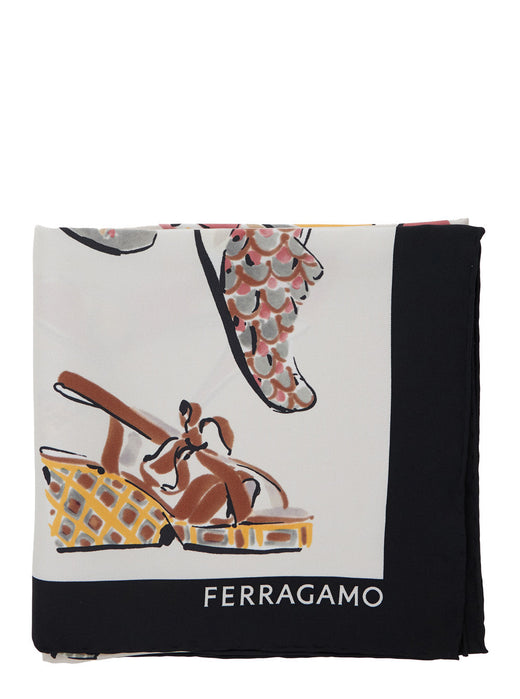 Ferragamo Silk Illustrative Print Scarf — Multicolor Scarfs