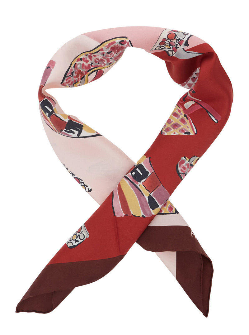 Ferragamo Printed Silk Scarf — Pink Scarfs
