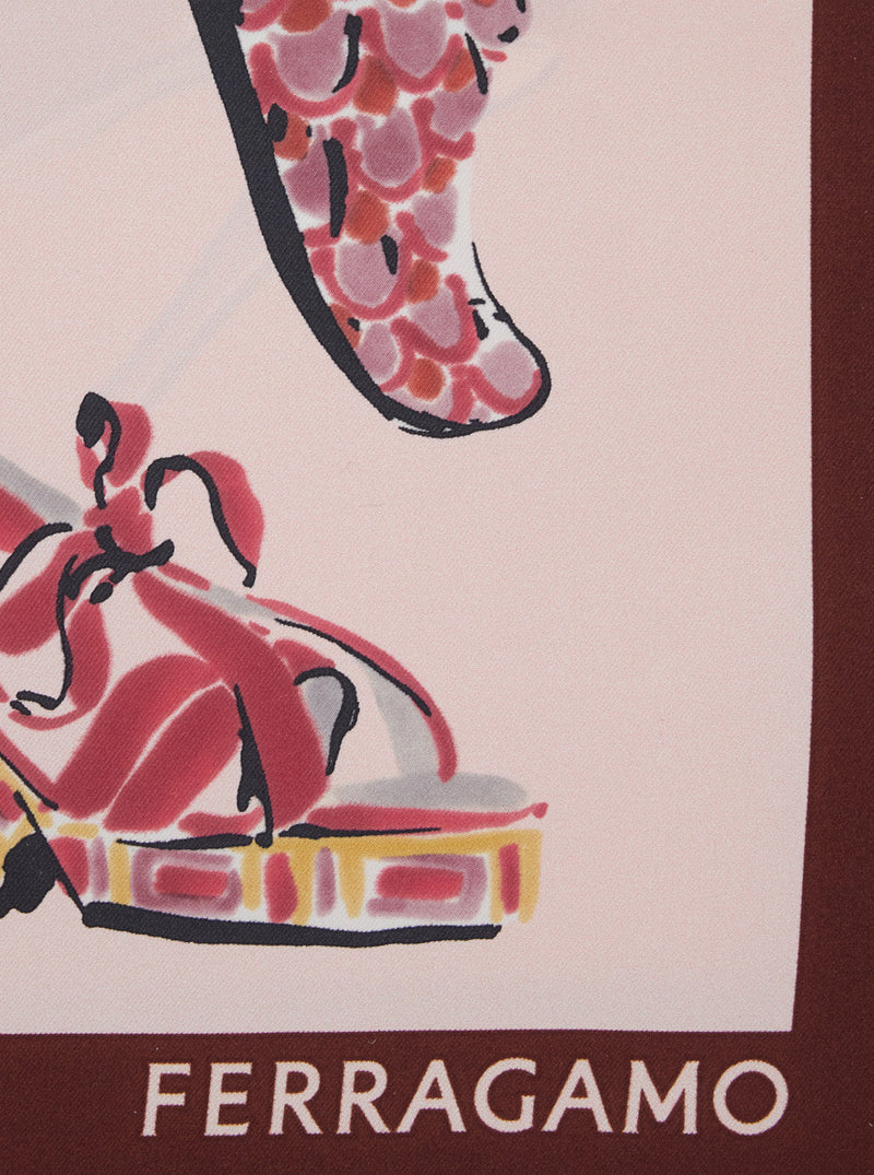 Ferragamo Printed Silk Scarf — Pink Scarfs