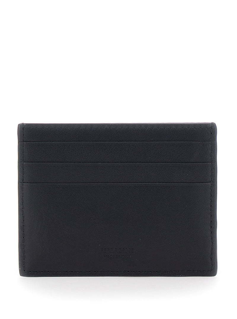 Ferragamo Gancini Plaque Card Case — Black Calfskin Cases