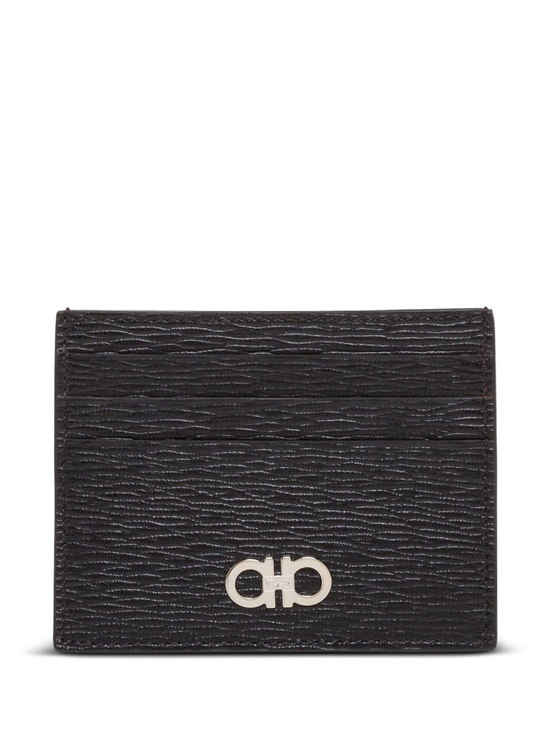 Ferragamo Revival Card Case — Black Calf Leather Cases