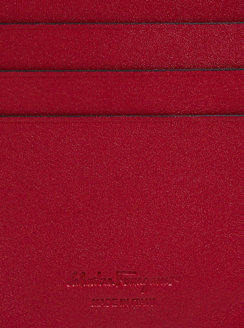 Ferragamo Revival Card Case — Black Calf Leather Cases