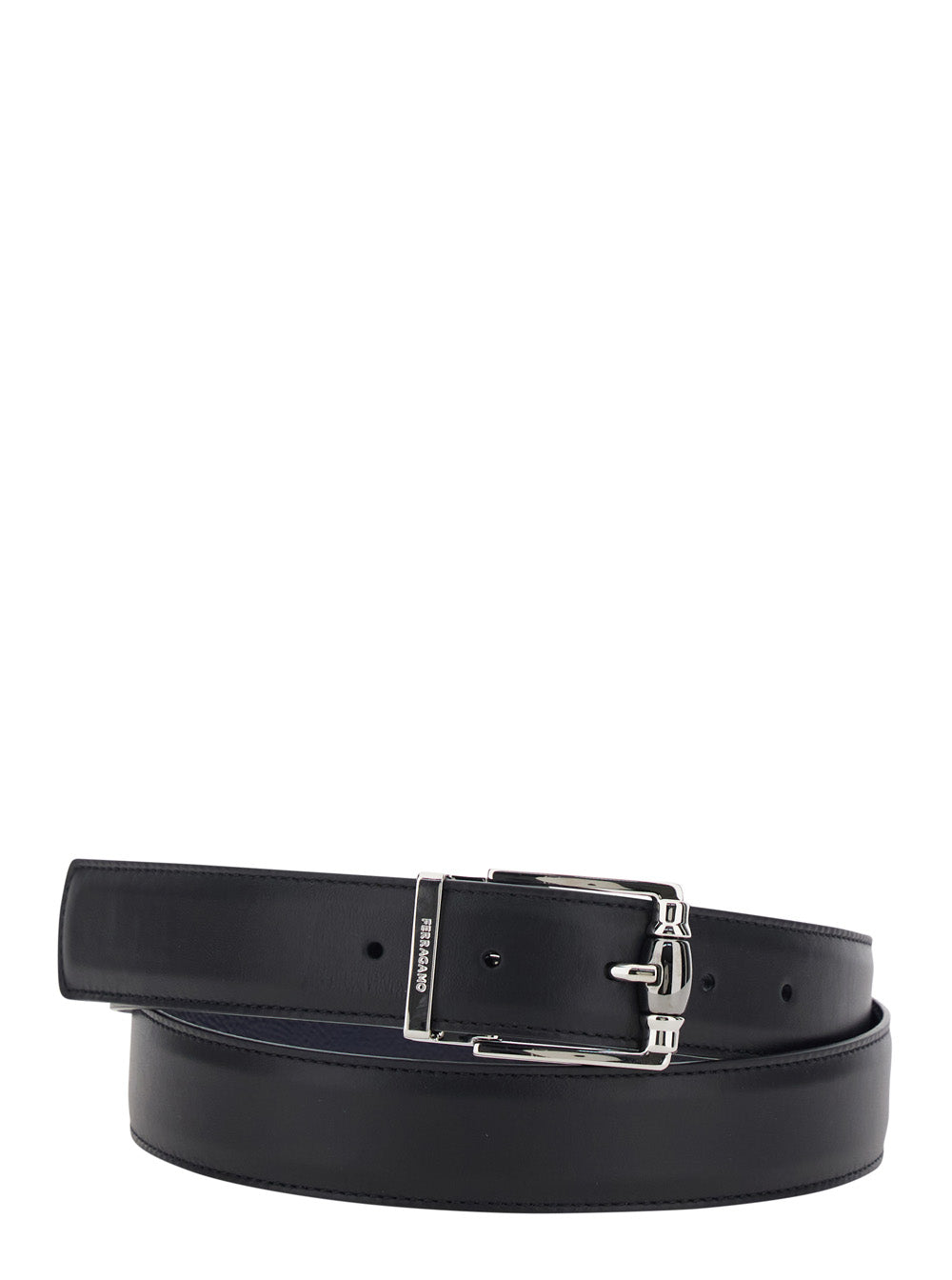 Ferragamo Belt — Black Smooth Leather