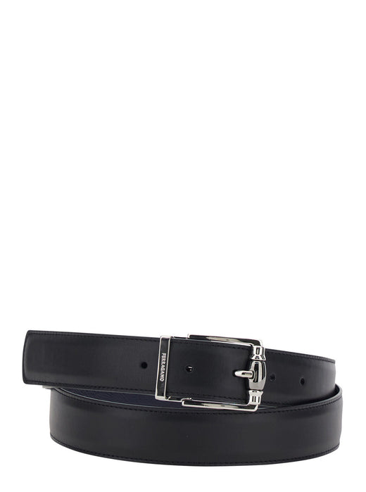 Ferragamo Belt — Black Smooth Leather