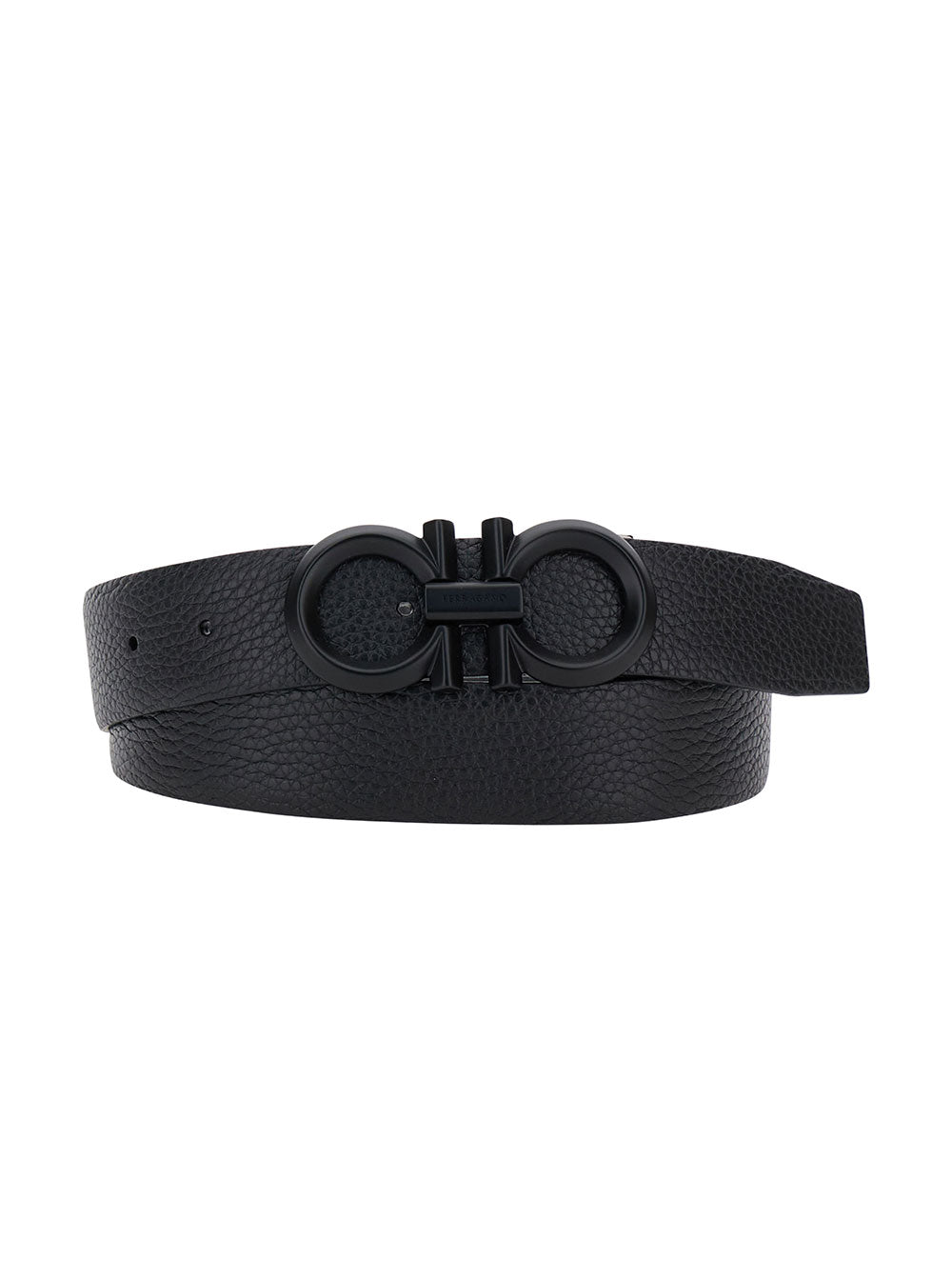 Ferragamo Gancini Buckle Belt — Black Leather