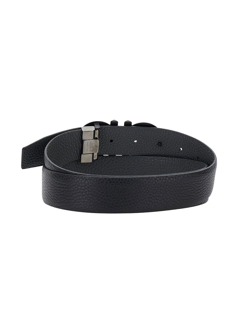 Ferragamo Gancini Buckle Belt — Black Leather
