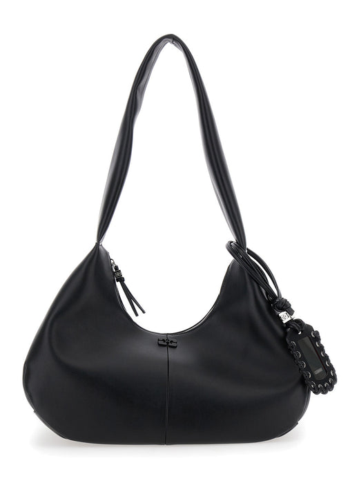Ganni Bou Hobo Bag — Black Recycled Leather