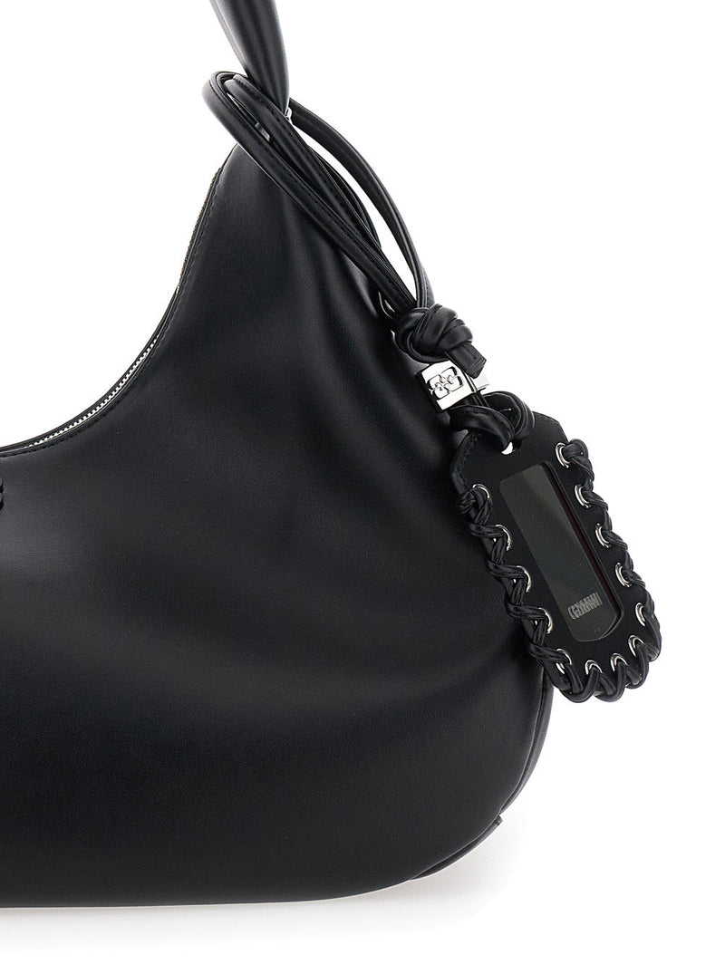 Ganni Bou Hobo Bag — Black Recycled Leather