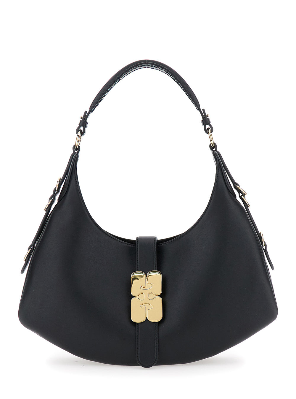 Ganni Kat Shoulder Bag — Black Leather