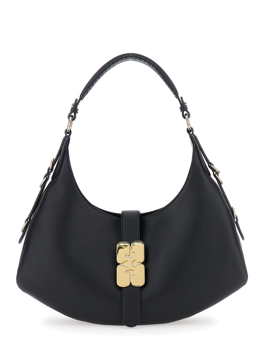 Ganni Kat Shoulder Bag — Black Leather