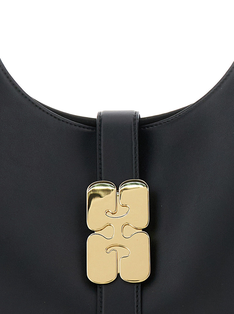 Ganni Kat Shoulder Bag — Black Leather