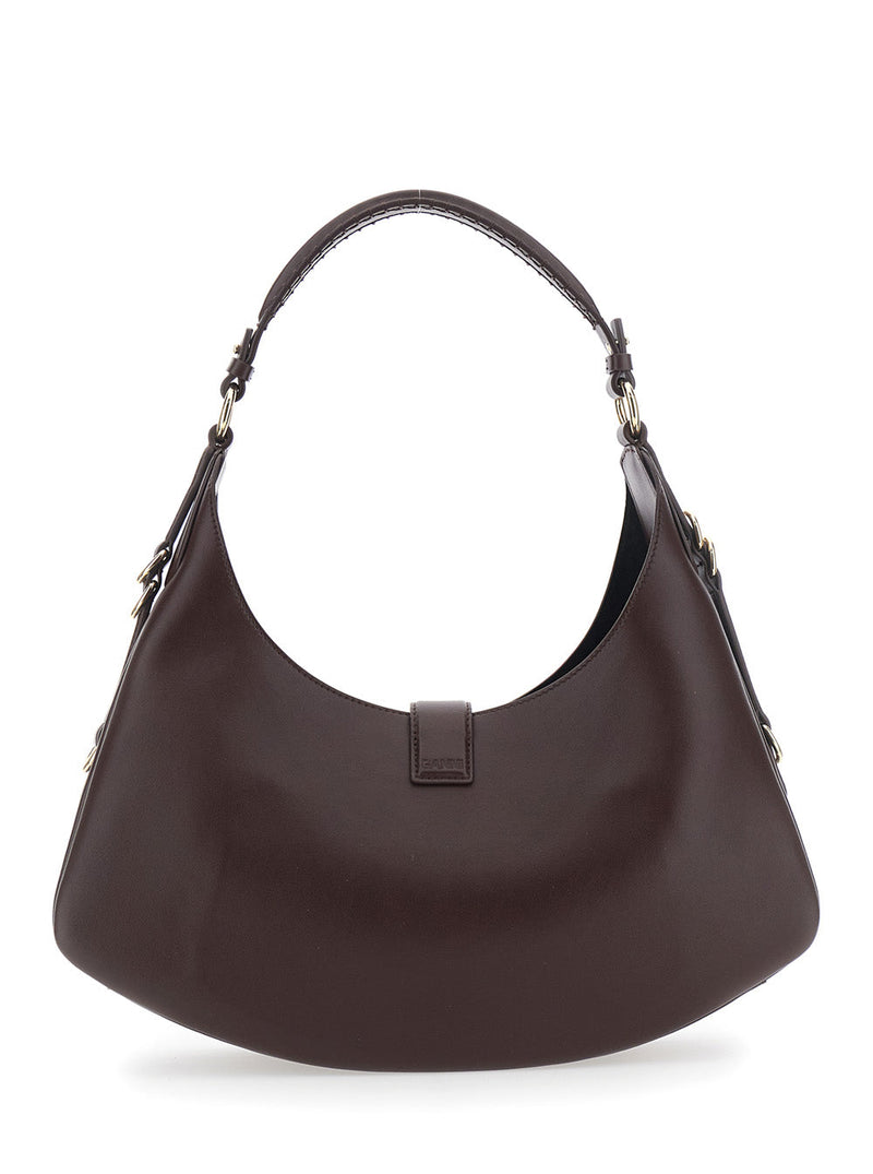 Ganni Kat Piccola Hobo Bag — Brown Leather