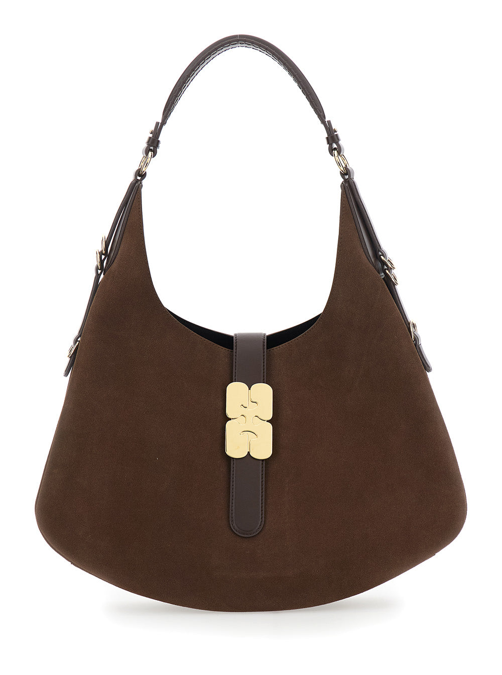 Ganni Kat Shoulder Bag — Brown Leather